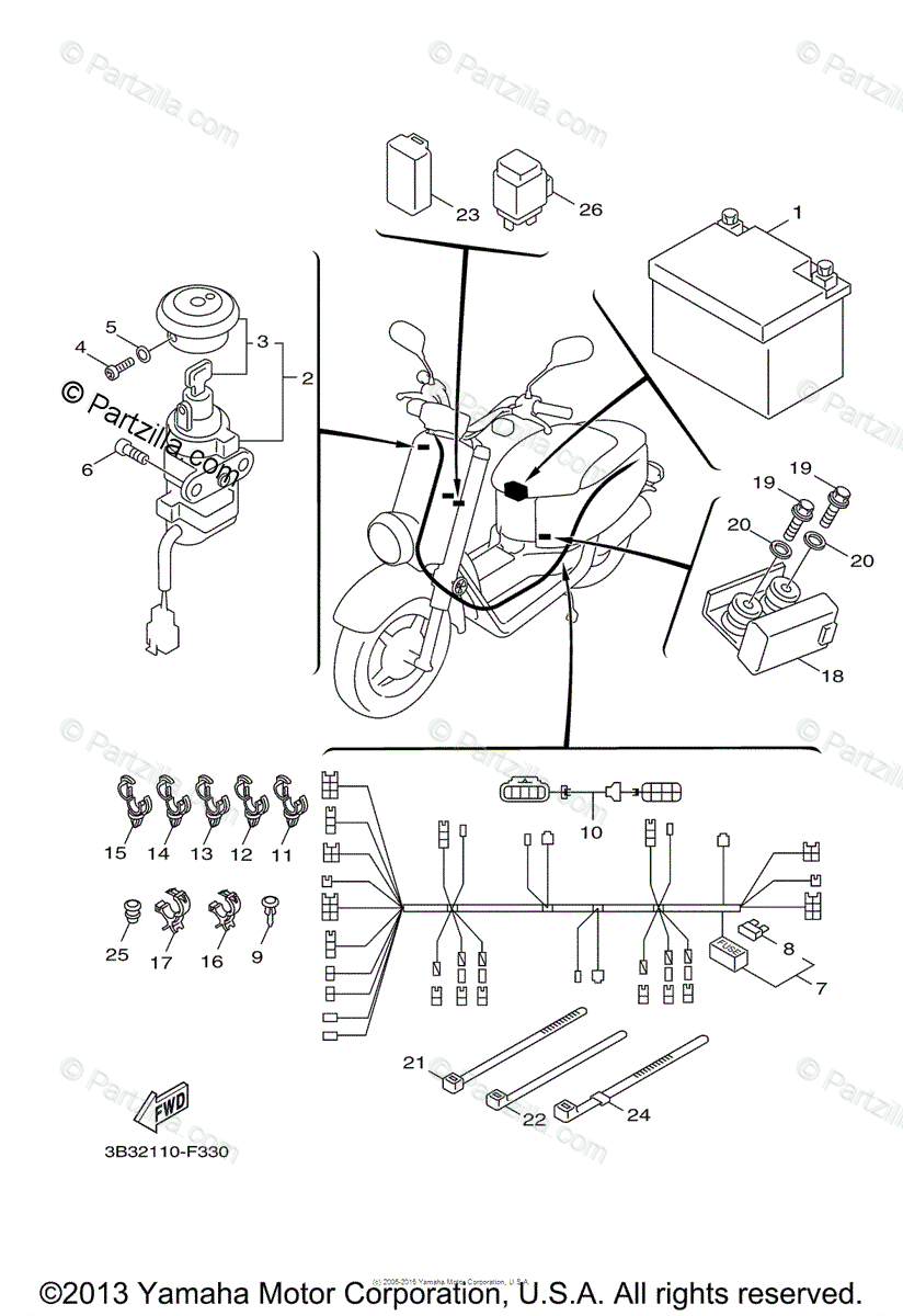 Yamaha Scooter 2007 Oem Parts Diagram For Electrical