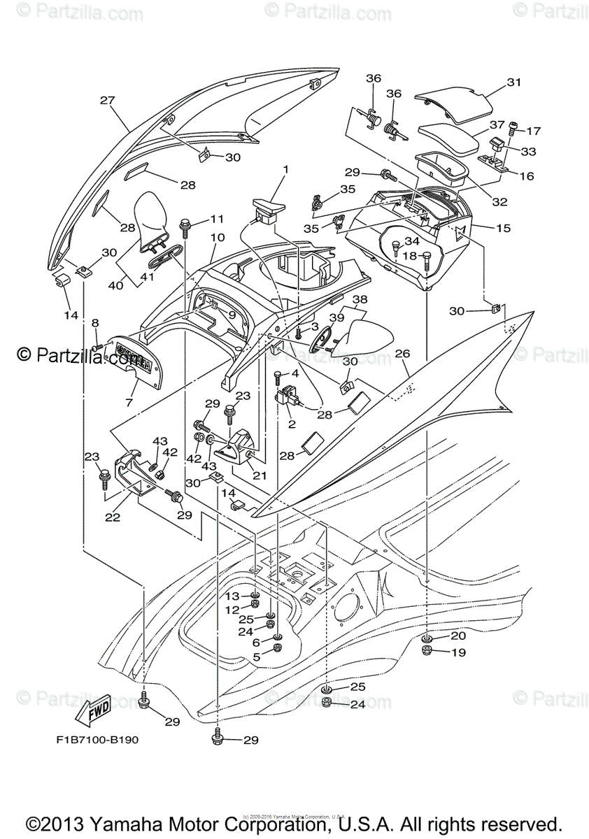 Yamaha Waverunner 2003 Oem Parts Diagram For Engine Hatch