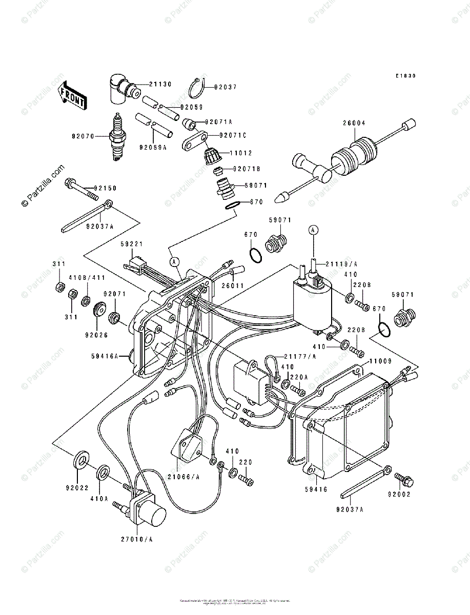 Kawasaki Jet Ski 1991 OEM Parts Diagram for Ignition System | Partzilla.com