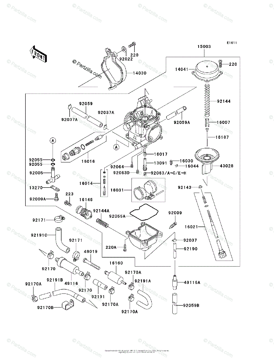 Kawasaki ATV 2002 OEM Parts Diagram for Carburetor