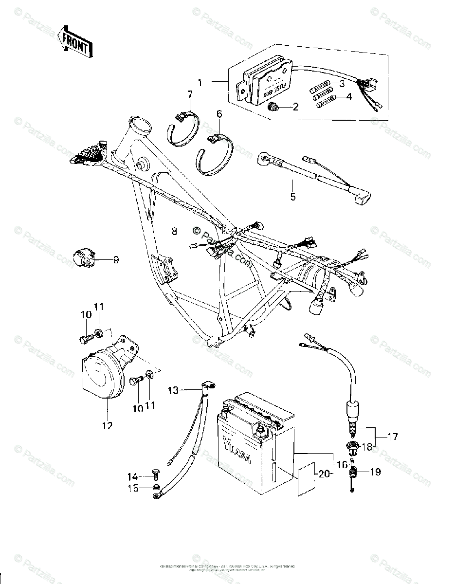 Kawasaki Motorcycle 1978 Oem Parts Diagram For Chassis