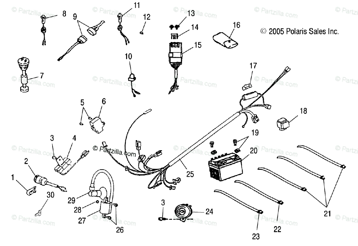 Polaris Atv 2005 Oem Parts Diagram For Electrical Parts