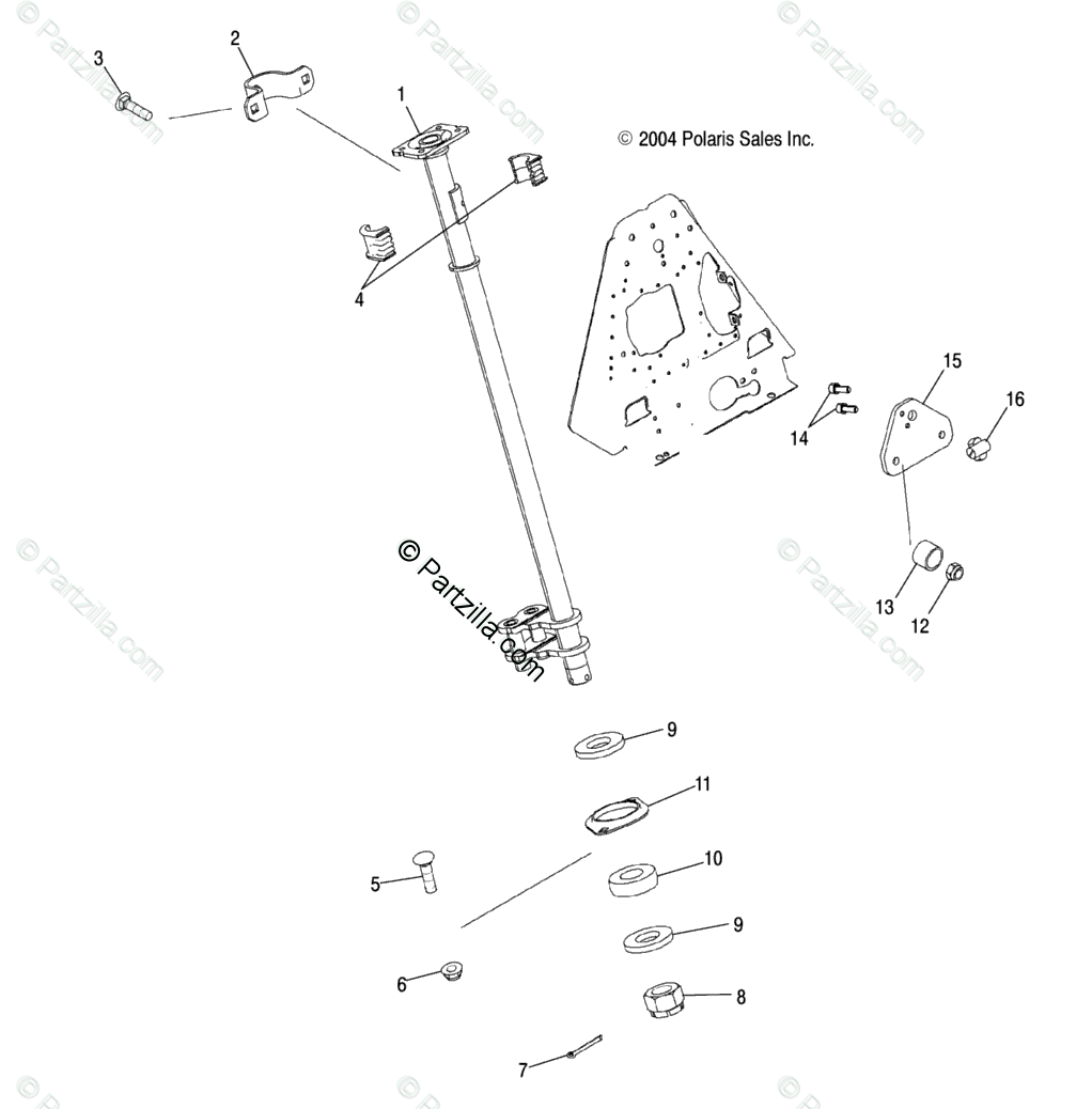 Polaris Atv 2005 Oem Parts Diagram For Steering  Post