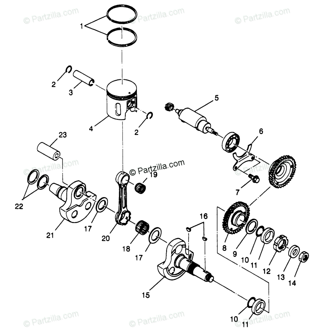 Polaris ATV 1996 OEM Parts Diagram for Piston & Crankshaft Sportsman ...