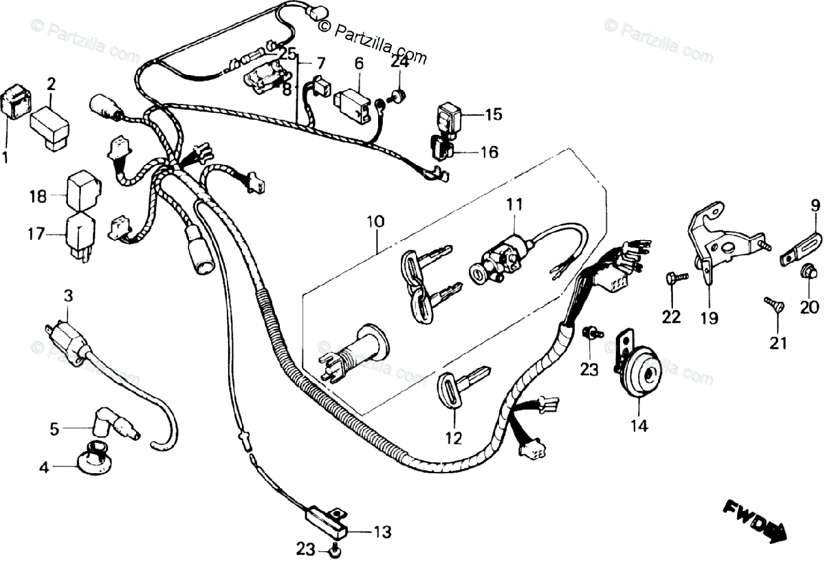 Honda Scooter 1984 Oem Parts Diagram For Wire Harness
