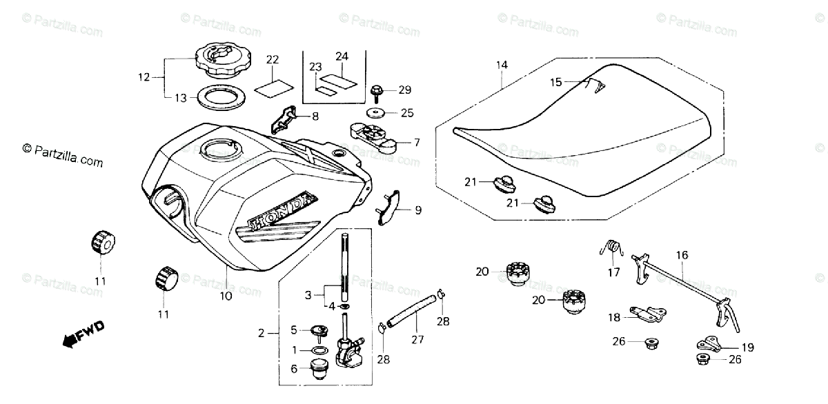 Honda Atv 1985 Oem Parts Diagram For Fuel Tank