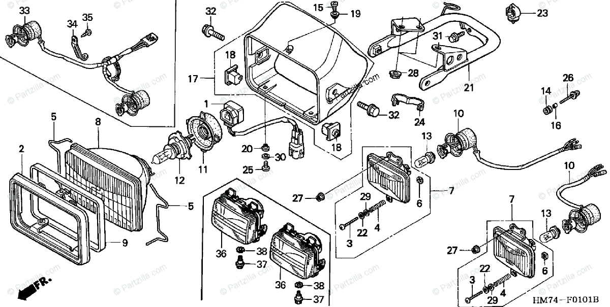 Honda Atv 1998 Oem Parts Diagram For Headlight