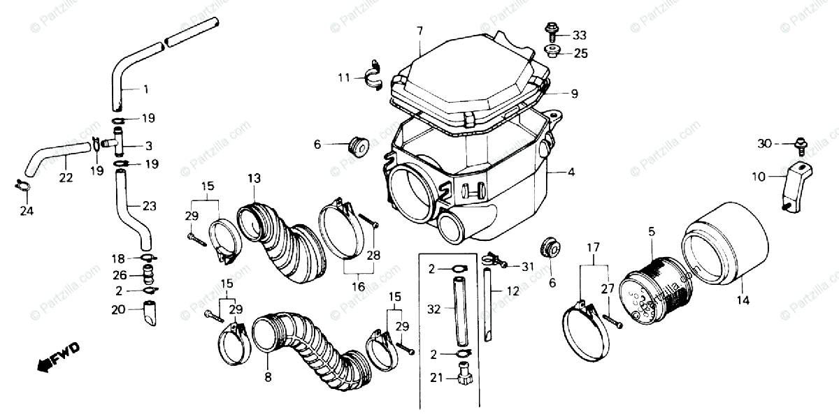 Honda Atv 1986 Oem Parts Diagram For Air Cleaner