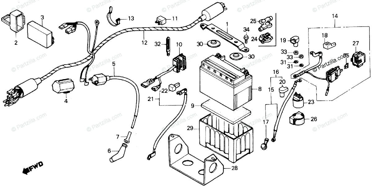 Honda Motorcycle 1987 Oem Parts Diagram For Wire Harness