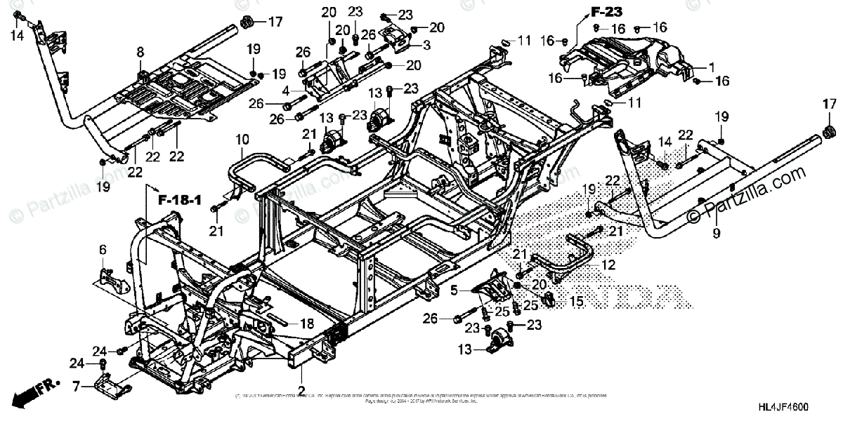 Honda Side By Side 2018 Oem Parts Diagram For Frame