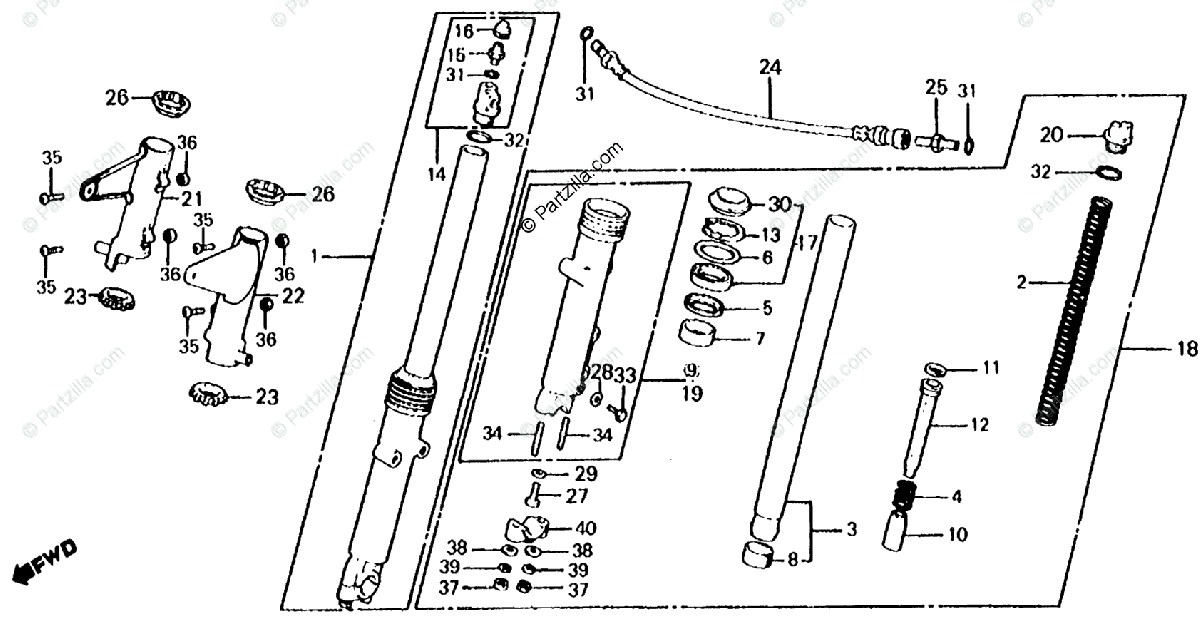 Honda Motorcycle 1981 Oem Parts Diagram For Front Fork