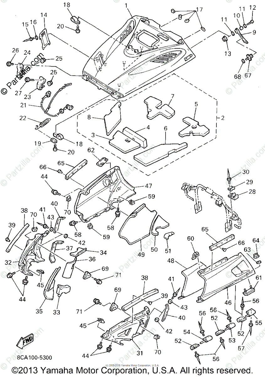 Yamaha Snowmobile 1995 Oem Parts Diagram For Shroud