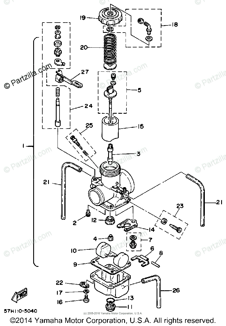 Yamaha Motorcycle 1988 OEM Parts Diagram for CARBURETOR | Partzilla.com