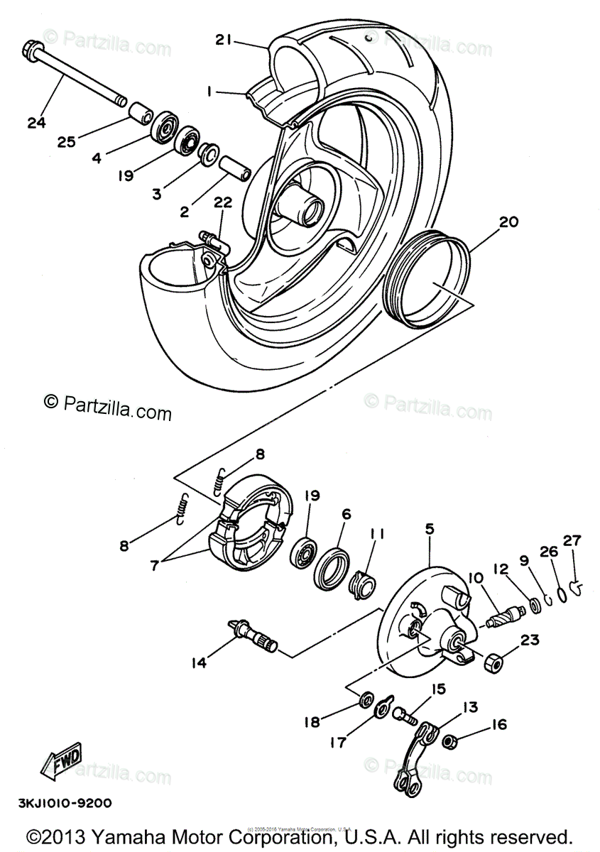 Yamaha Scooter 1999 Oem Parts Diagram For Front Wheel Partzilla Com