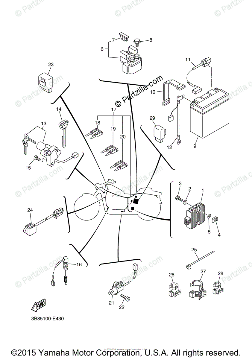 Yamaha Motorcycle 2008 OEM Parts Diagram for Electrical 2