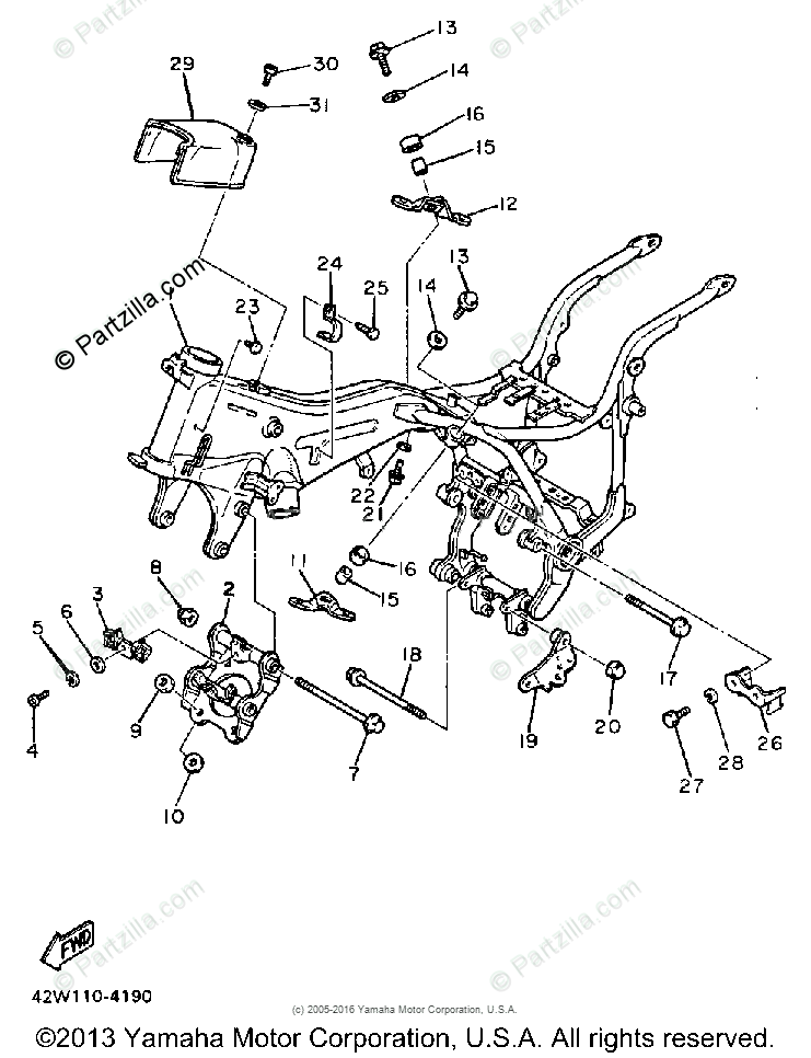 Yamaha Motorcycle 1985 Oem Parts Diagram For Frame
