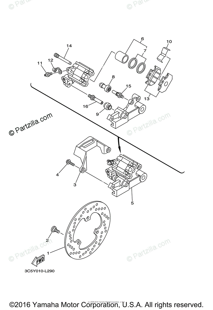 Yamaha Motorcycle 2017 Oem Parts Diagram For Rear Brake