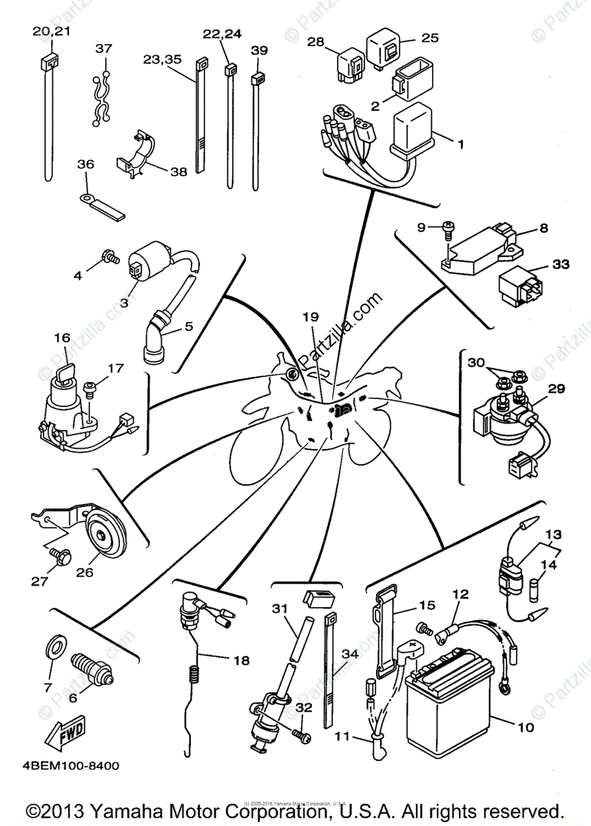 Yamaha Motorcycle 1998 OEM Parts Diagram for Electrical - 1 | Partzilla.com