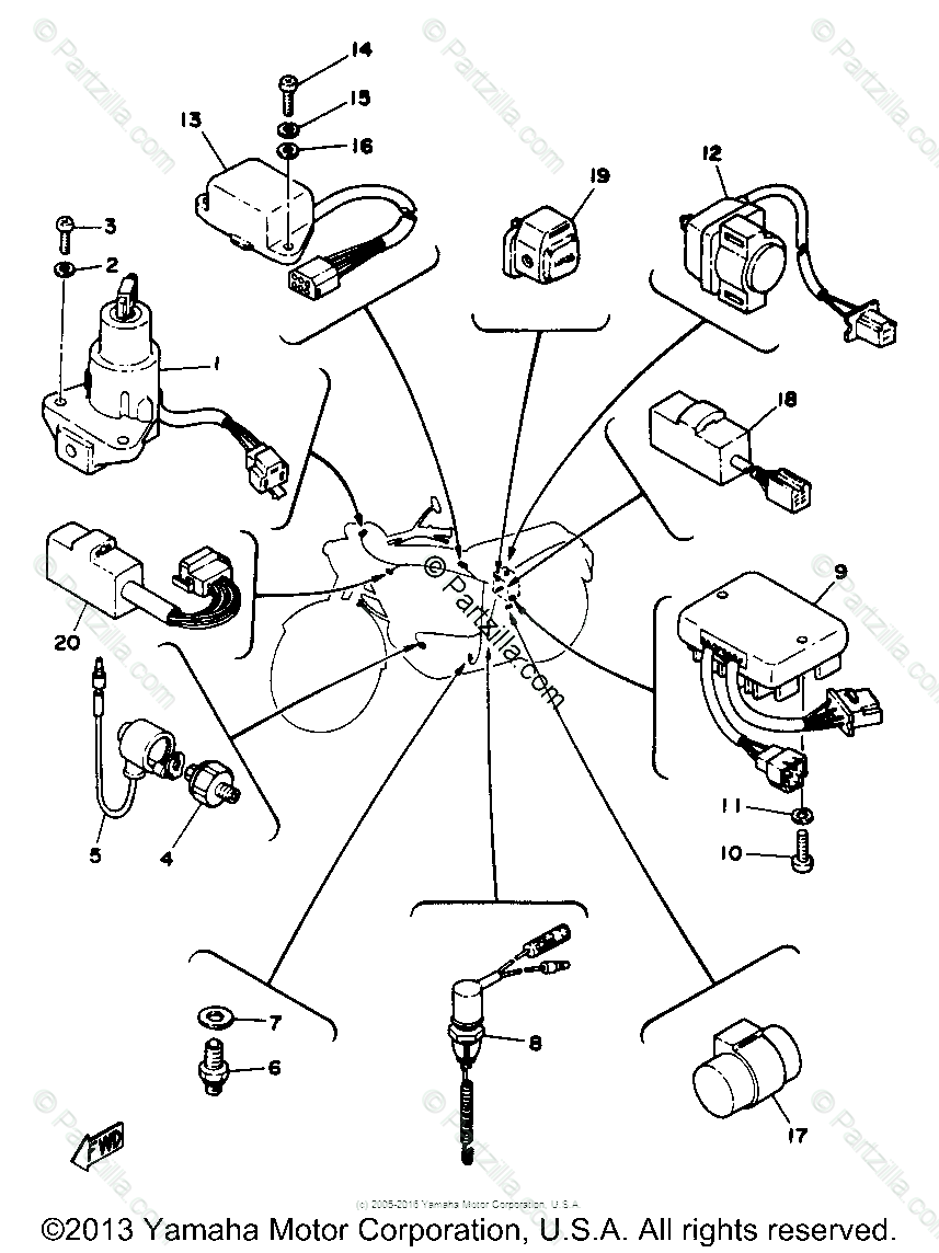 Yamaha Motorcycle 1978 OEM Parts Diagram for Electrical - 2 | Partzilla.com