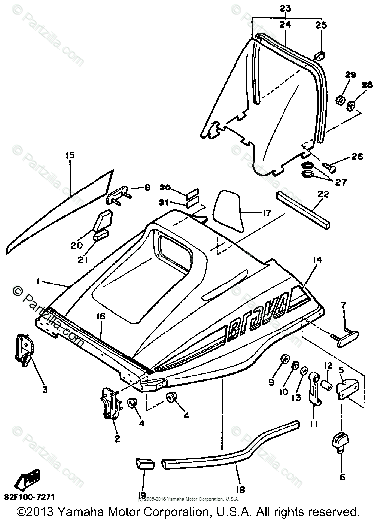 Yamaha Snowmobile 1989 Oem Parts Diagram For Shroud