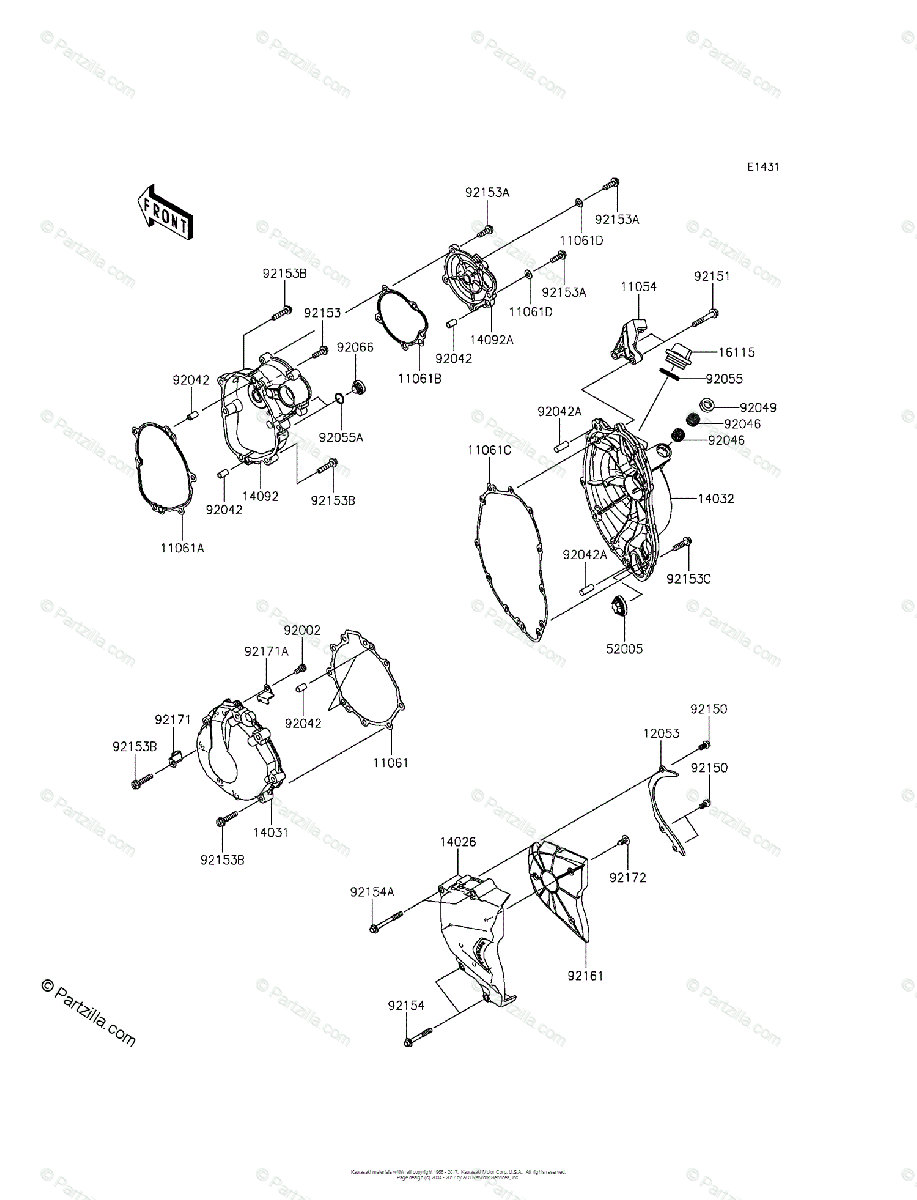 Kawasaki Motorcycle 2013 OEM Parts Diagram for Engine Cover(s) | Partzilla.com
