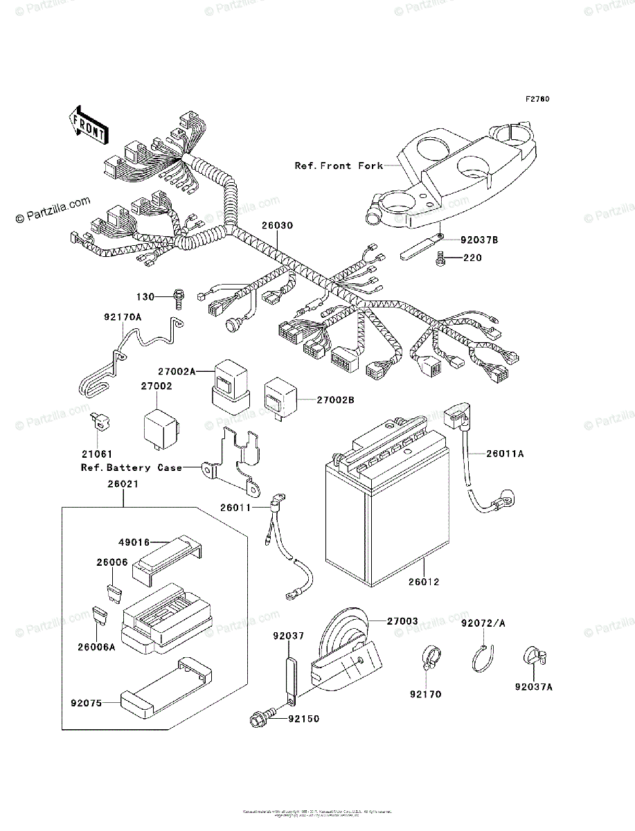 Kawasaki Motorcycle 1990 OEM Parts Diagram for Electrical Equipment