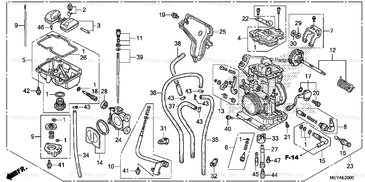 Honda Motorcycle 2016 OEM Parts Diagram for Carburetor | Partzilla.com