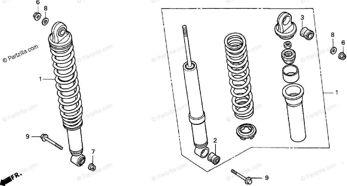 Honda ATV 2000 OEM Parts Diagram for REAR SHOCK ABSORBER | Partzilla.com