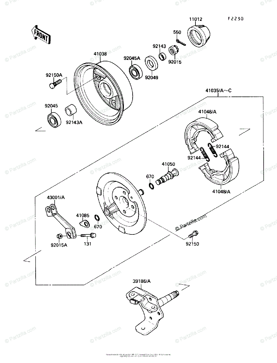 Kawasaki Atv 1990 Oem Parts Diagram For Front Hub
