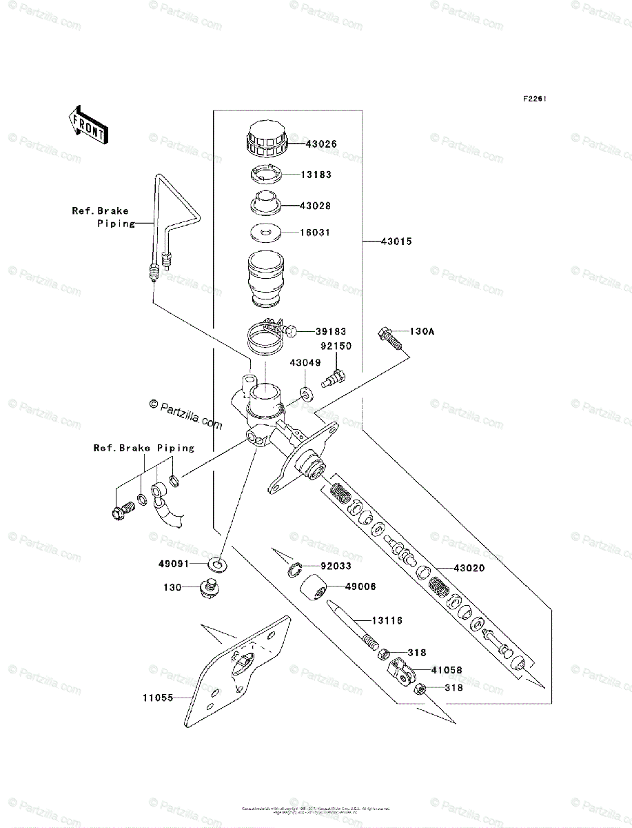Kawasaki Side by Side 2009 OEM Parts Diagram for Master Cylinder