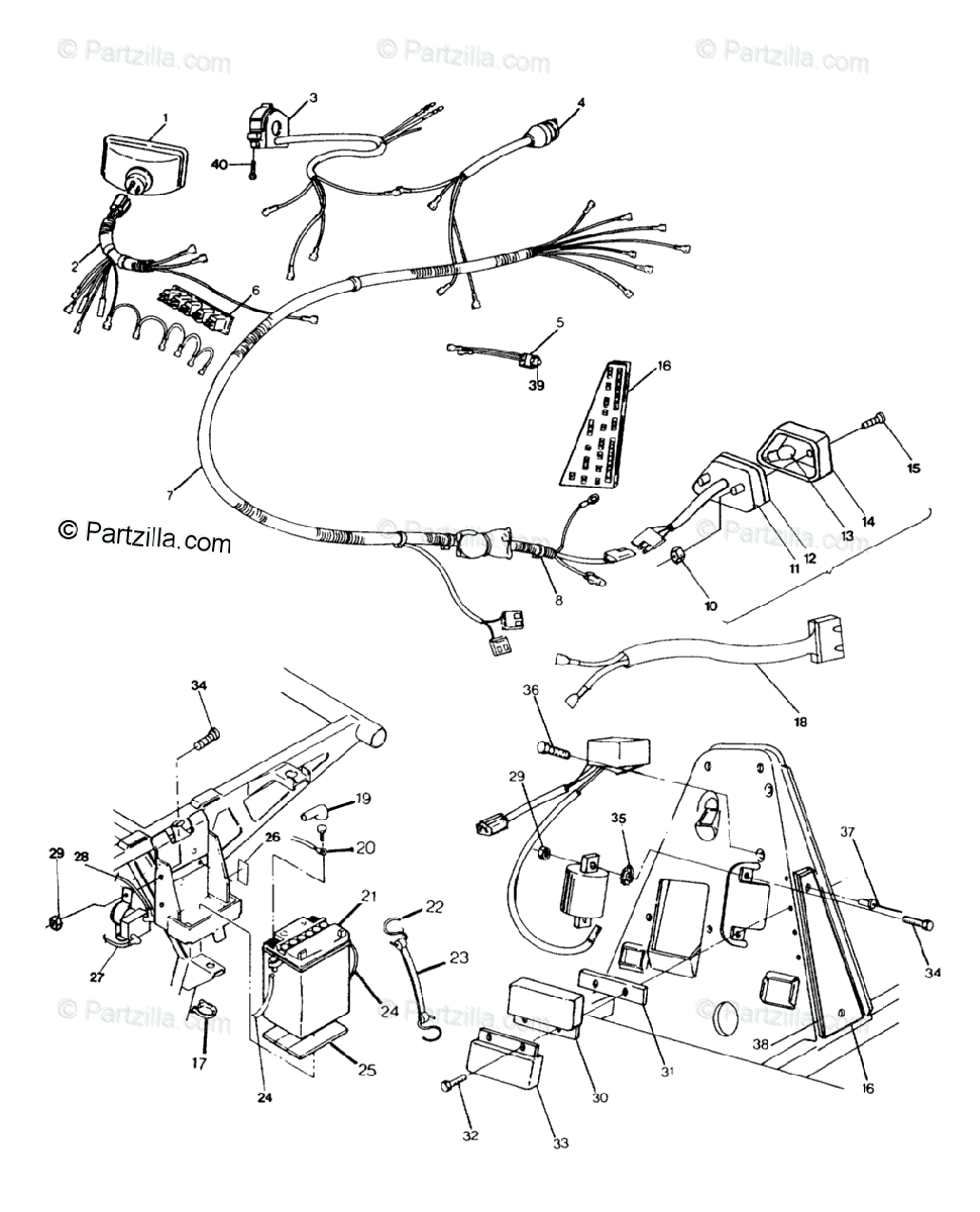 Polaris ATV 1992 OEM Parts Diagram for Wiring Harness 250 2X4