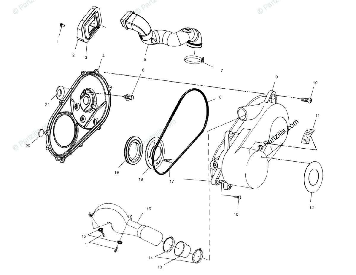Polaris Atv 2001 Oem Parts Diagram For Clutch Cover