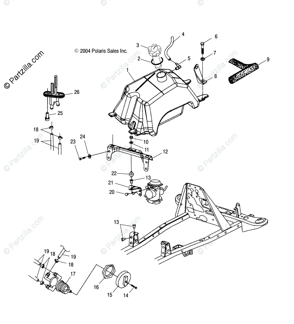 Polaris ATV 2005 OEM Parts Diagram for Fuel Tank ... polaris magnum 330 wiring diagram 