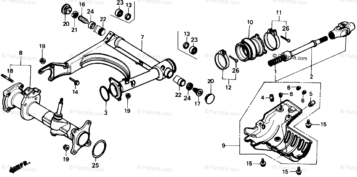 Honda Atv 1987 Oem Parts Diagram For Front Swingarm