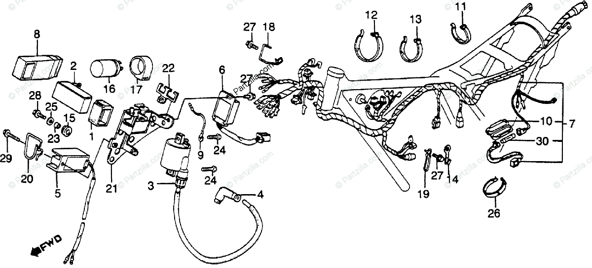 Honda Motorcycle 1982 Oem Parts Diagram For Wire Harness