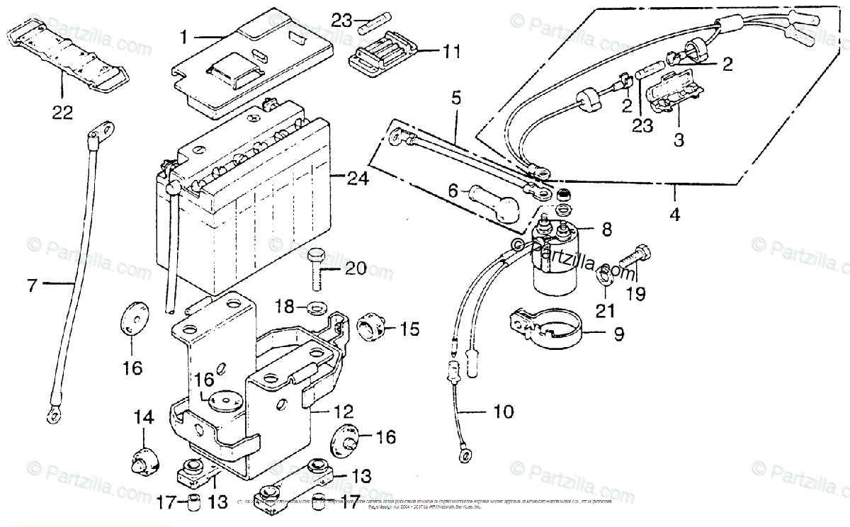 Honda Motorcycle 1976 Oem Parts Diagram For Battery