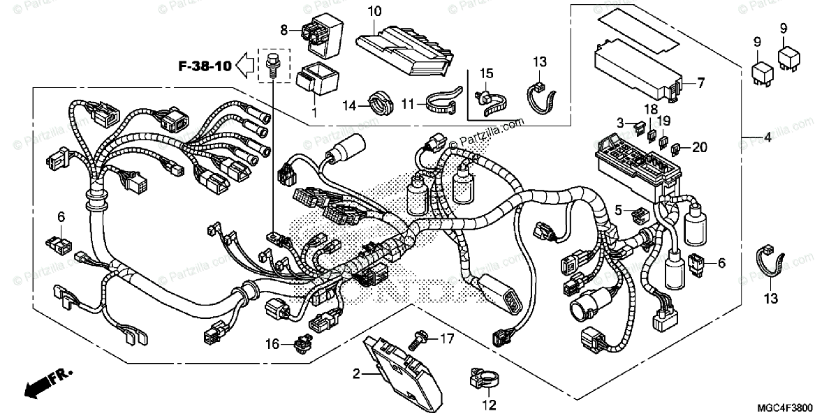 Honda Motorcycle 2013 Oem Parts Diagram For Wire Harness