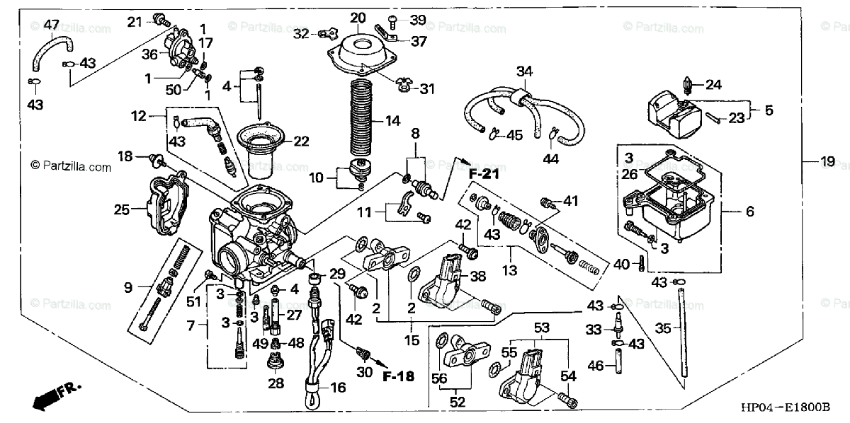 2005 Honda Carburetor Fourtrax Rancher 350 4x4 Es Trx350fe Parts Diagram