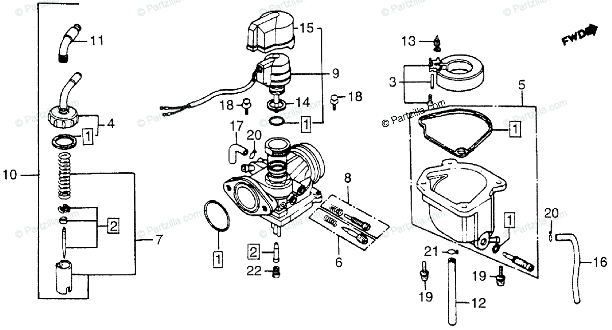 Honda Scooter 1984 OEM Parts Diagram for CARBURETOR | Partzilla.com