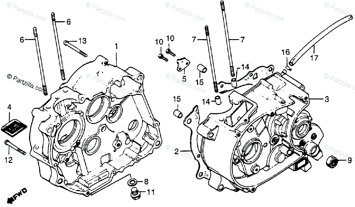 Honda Motorcycle 1979 Oem Parts Diagram For Crankcase