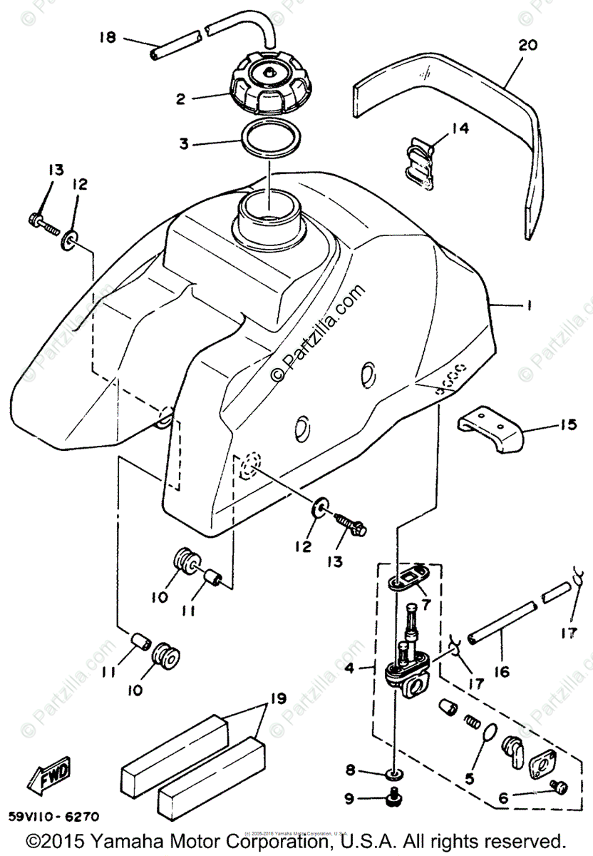 Yamaha Atv 1986 Oem Parts Diagram For Fuel Tank