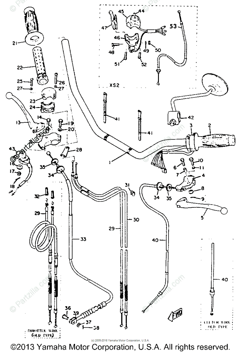 Yamaha Motorcycle 1973 Oem Parts Diagram For Handle