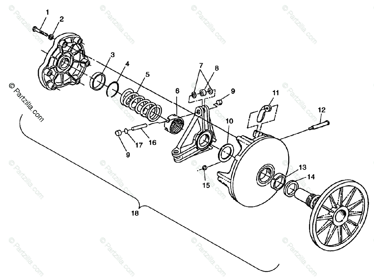Polaris Snowmobile 1998 Oem Parts Diagram For Drive Clutch