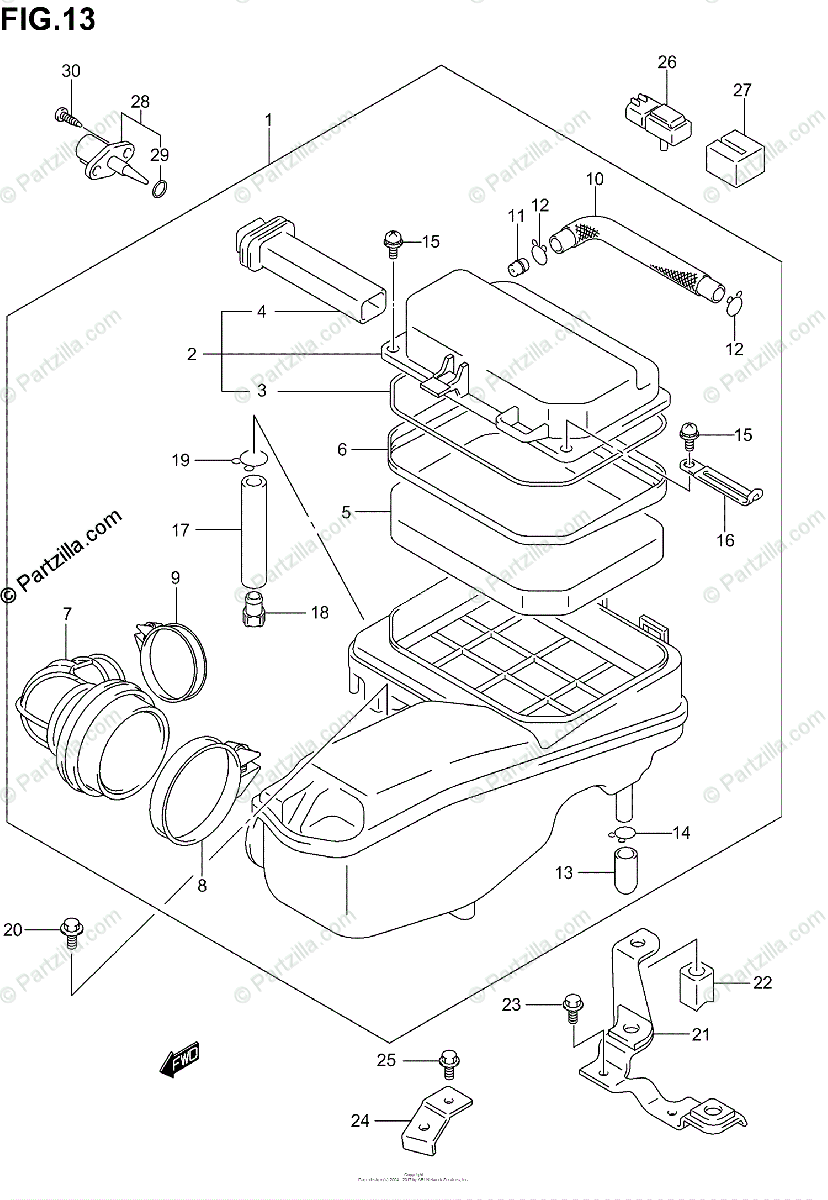Suzuki Scooters 2003 Oem Parts Diagram For Air Cleaner