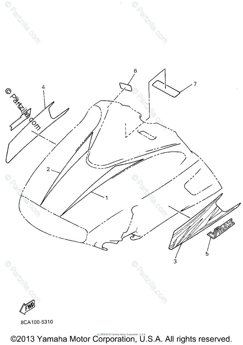 Yamaha Snowmobile 1995 Oem Parts Diagram For Emblem