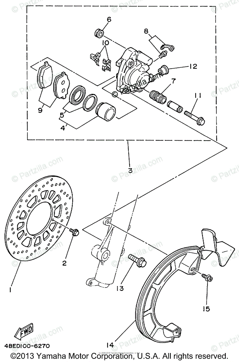 Yamaha Motorcycle 1999 Oem Parts Diagram For Front Brake
