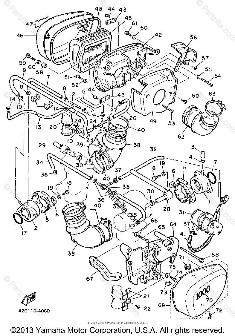 Yamaha Motorcycle 1985 Oem Parts Diagram For Air Cleaner