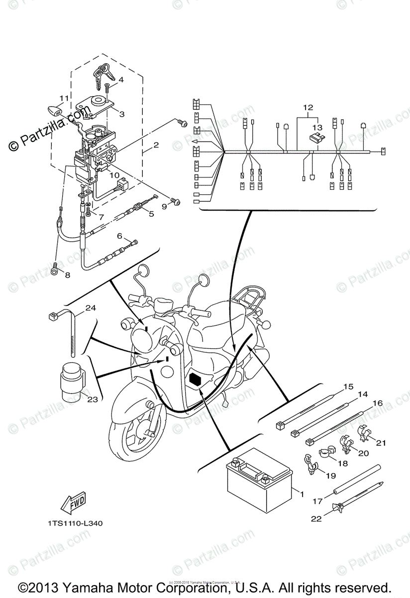 Yamaha Scooter 2013 Oem Parts Diagram For Electrical