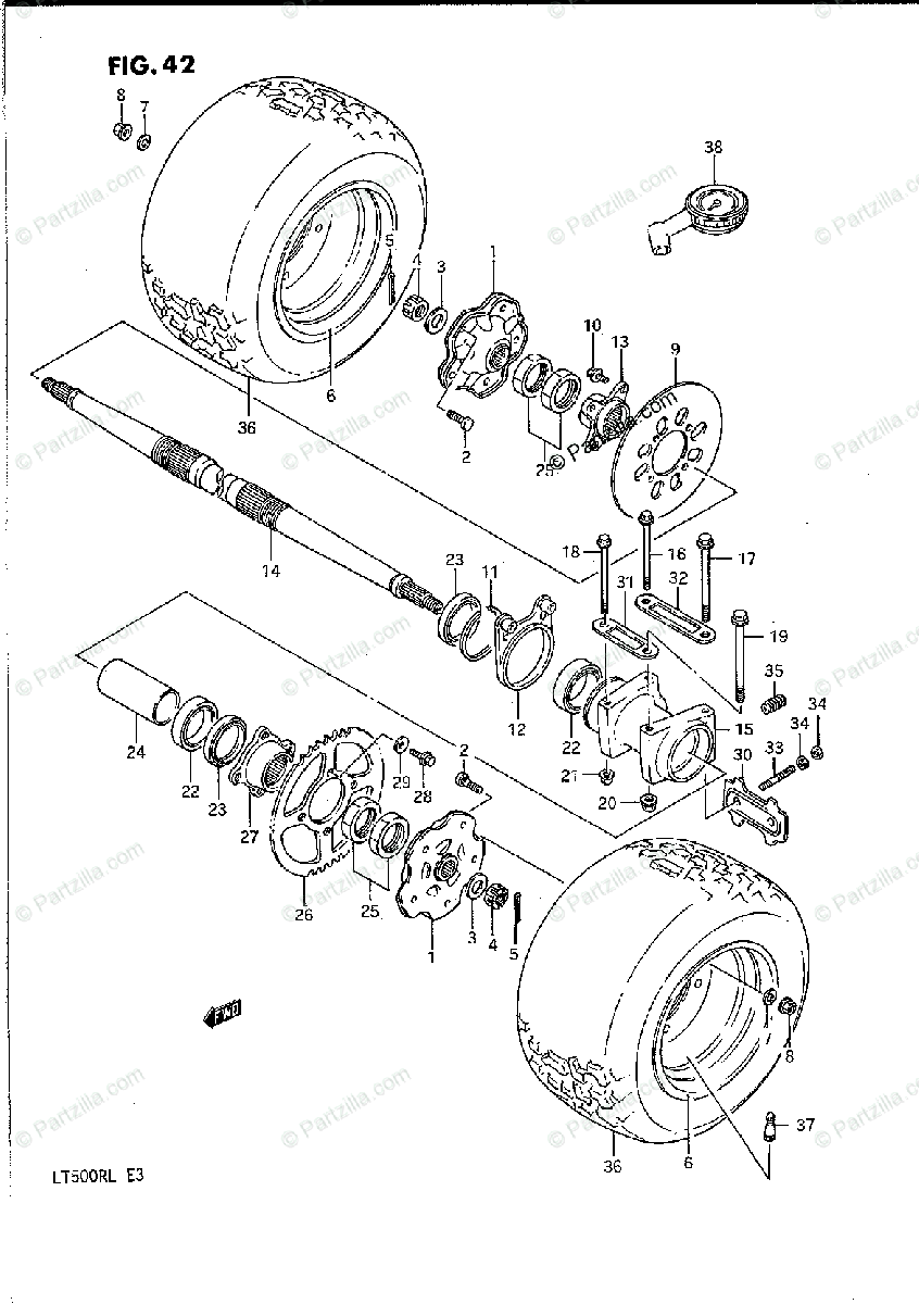 Suzuki ATV 1987 OEM Parts Diagram for REAR WHEEL | Partzilla.com