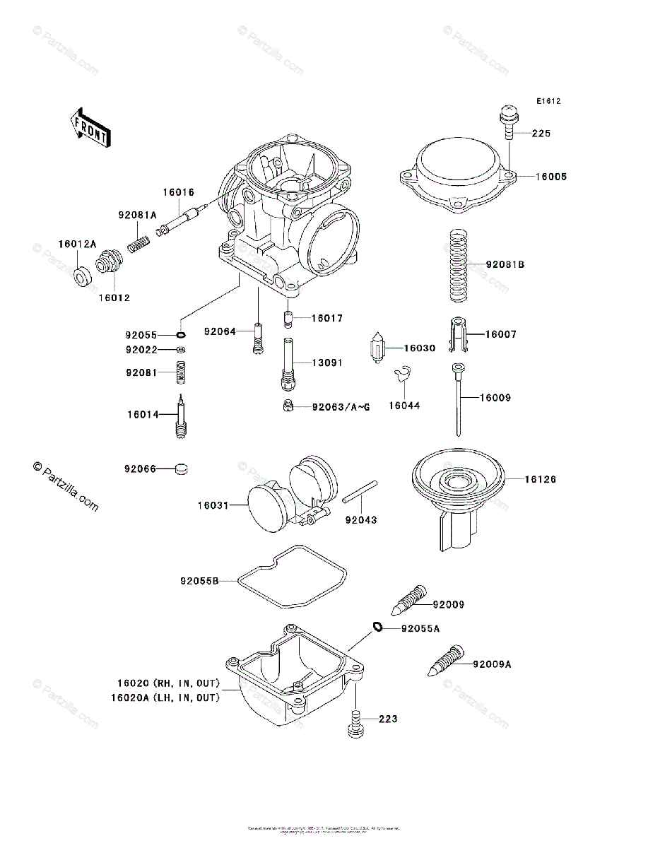 Kawasaki Motorcycle 2001 OEM Parts Diagram for Carburetor, Parts 